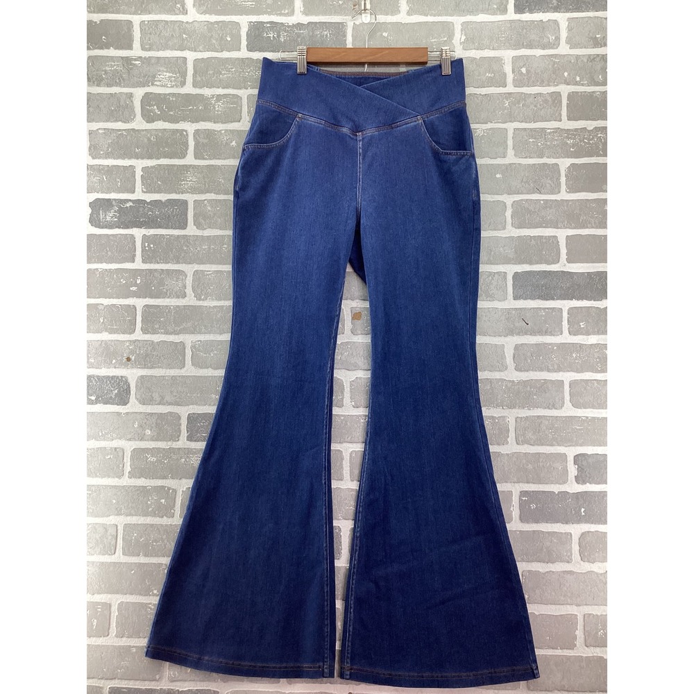 Halara Crossover Waist Flare Jeans Medium Wash Tall Bell Bottom Pants Large